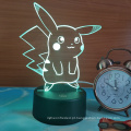 Pokemon Pikachu 3D LED Night Light, 3D Optical Illusion Visual Lamp 7 Colors Touch Table Desk Lamp